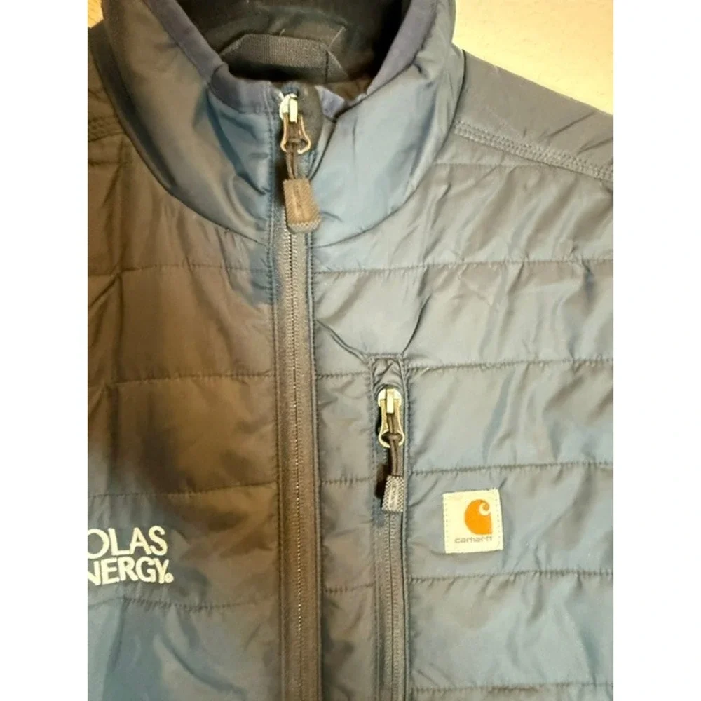 Carhartt Gilliam Quilted Jacket Navy Blue Relaxed Fit 104314 Logo Womens Large L - Picture 3 of 11